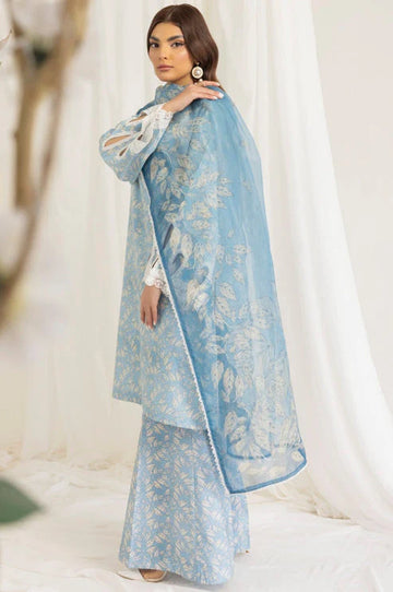 3 Piece Unstitched Embroidered Pure Lawn Suit with Fine Printed Silk Dupatta